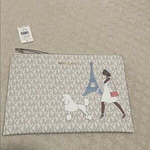 Michael Kors Graphic Clutch with Eiffel Tower Design